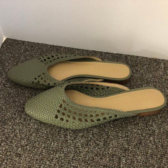 Talbots Olive Green Backless Basketweave Flats - Picture 2 of 3